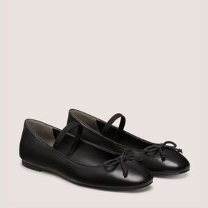 NEW Stuart Weitzman Gabby Black Nappa Leather Mary Jane Ballet Flats NIB 6.5 37